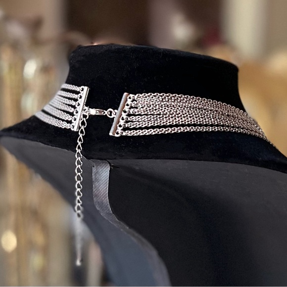 Silver Multi-Strand Layered Cable Chain Opera Necklace - Picture 5 of 6